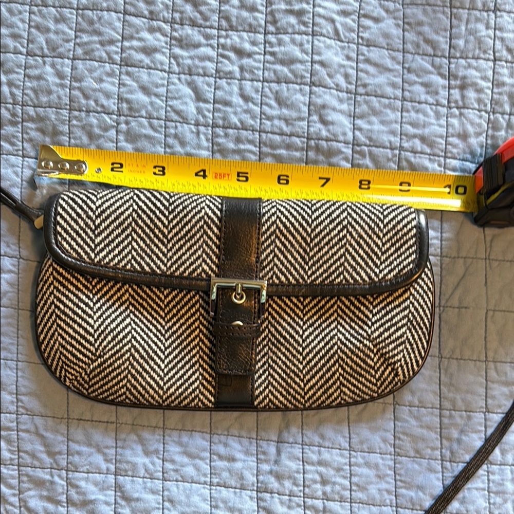Chevron Patterned Black and Cream Clutch
